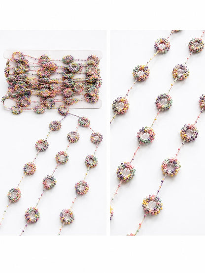 Pastel Crochet Beaded Lace Trim