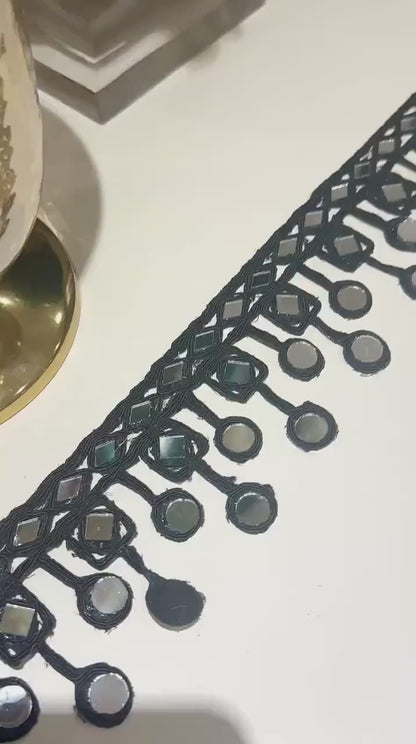 Handmade Suspended Mirror Belts Black