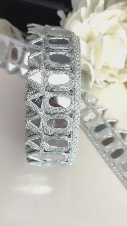 Real Mirror Embellished Trim Silver