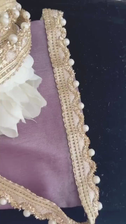 Seed Bead Fabric Fringe Trim Gold