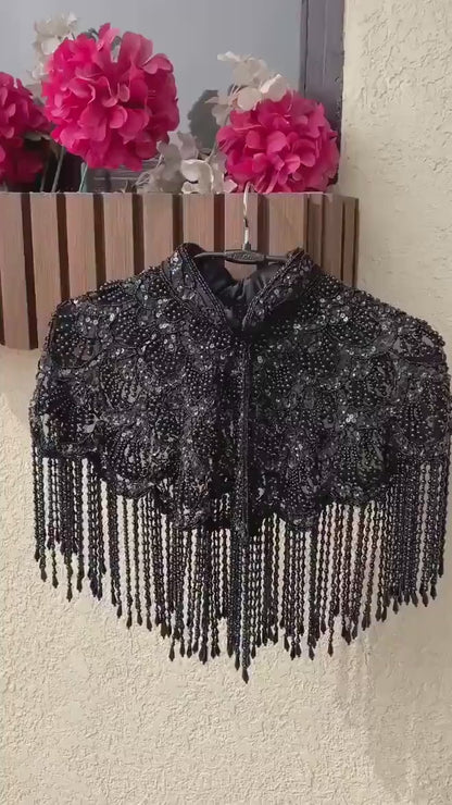 Rhinestone Pearl Shoulder Coverup Multicolor