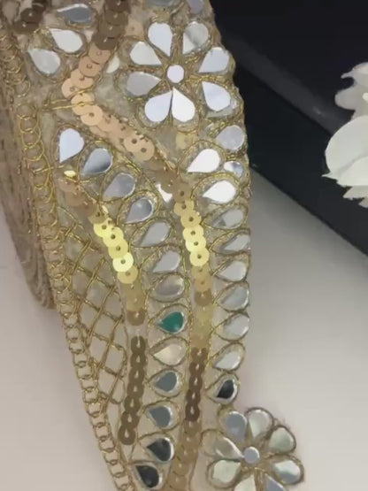 Cutwork Sequin Saree Border Gold
