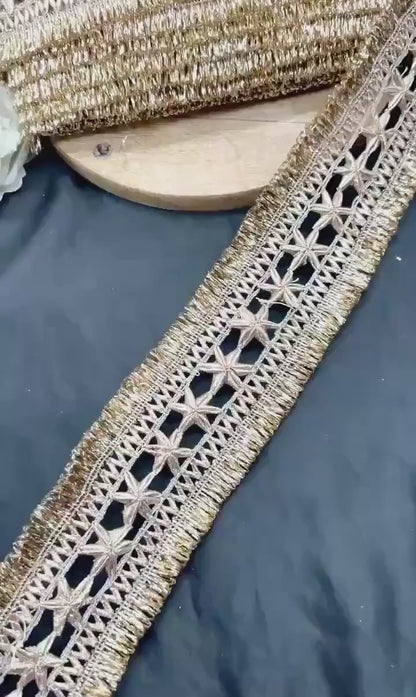Handmade Gold Metallic Gota Embroidery Border