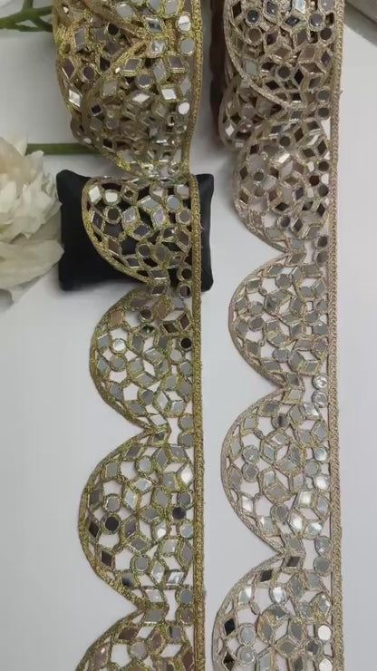 Luxury hand-embroidered mirror work border statement choker Jewelry