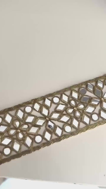 Geometric Pattern Mirror Trim Antique