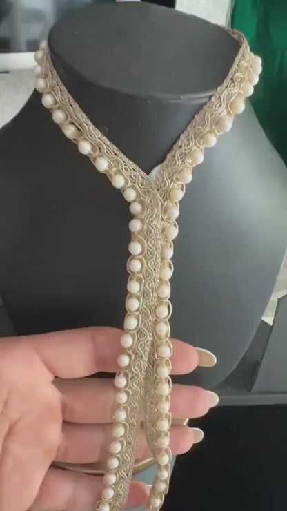 Delicate Gold Pearl Zari Trim