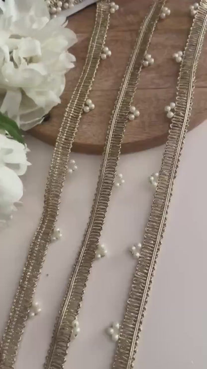Gold Pearl Trim Handmade Embellishment Jewelry
