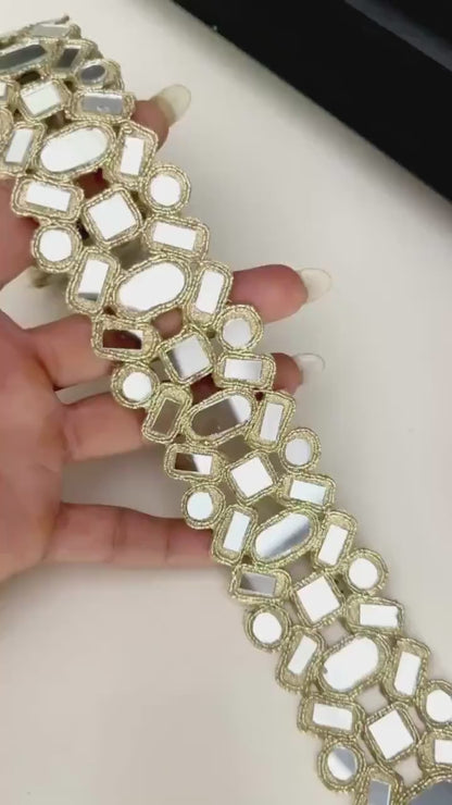 Symmetric Cutwork Mirror Belt Rose Gold