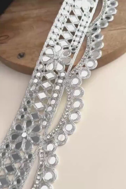 Crystal Zircon Lace Trim Silver