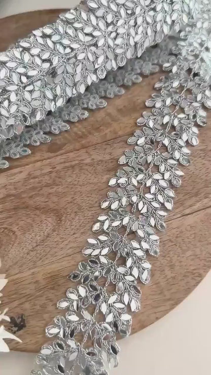 Cutwork Mirror Metallic Vine Trim Silver