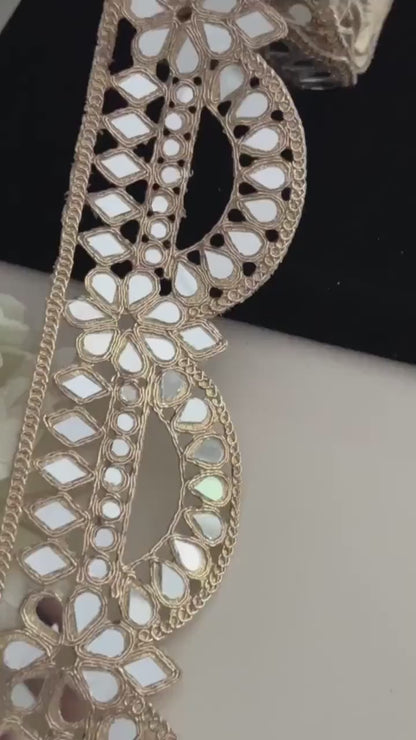 Mirror Cutwork Broad Border Rose Gold