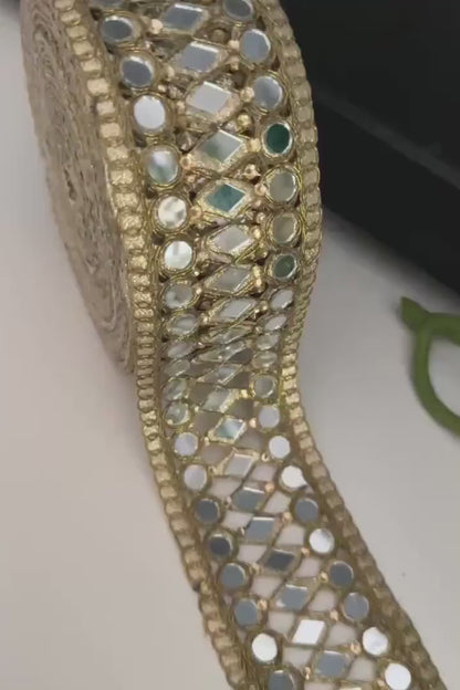 Mirror Belt Band Trim Gold
