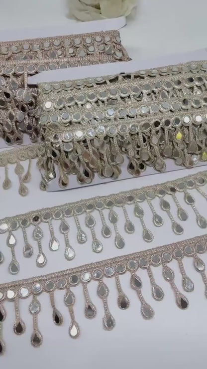 Gold Mirror Teardrop Lace Trim
