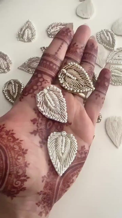 Leafy Zardozi Pearl Applique Silver