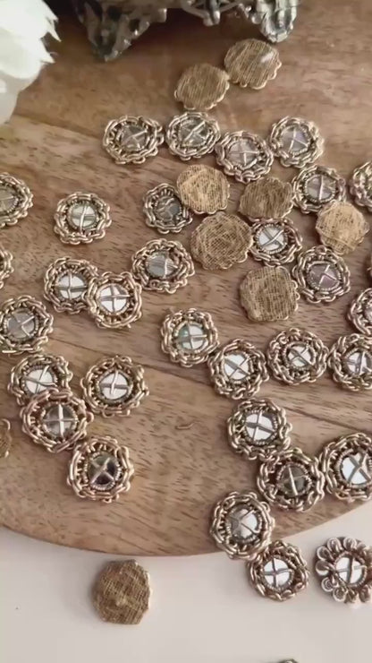 Gold Wire Frame Applique Mirror Embellished Patch