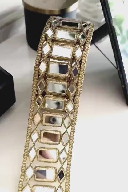 Glamourous Waist Belt Mirror Trim Gold