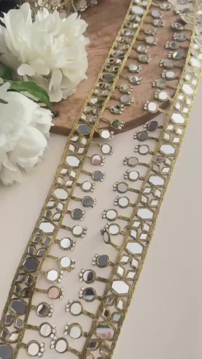 Indian Mirror Belt Jewelry Gold Waist Belt