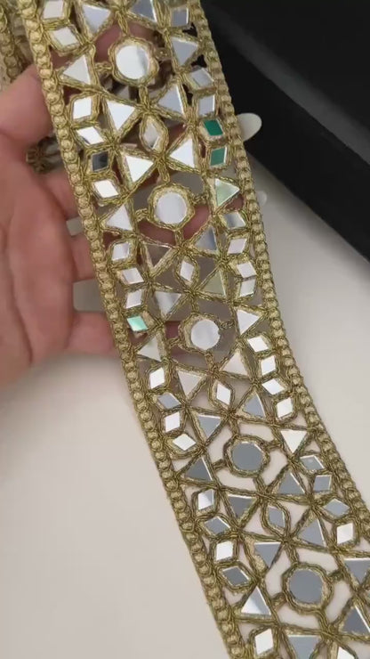 Broad Mirror Indian Embroidered Lace